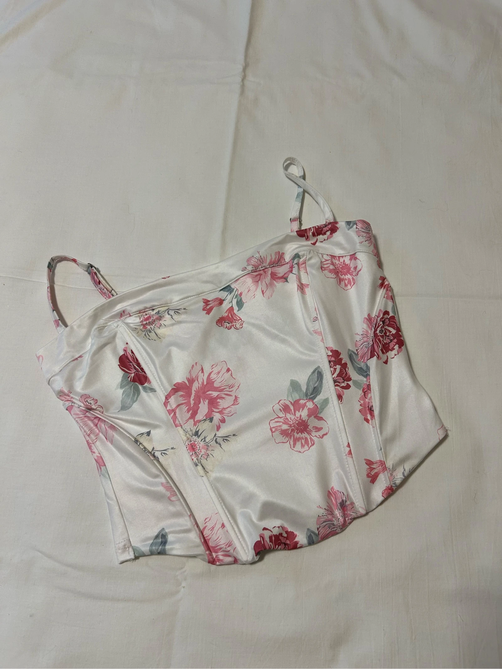 Satin floral corset-style top